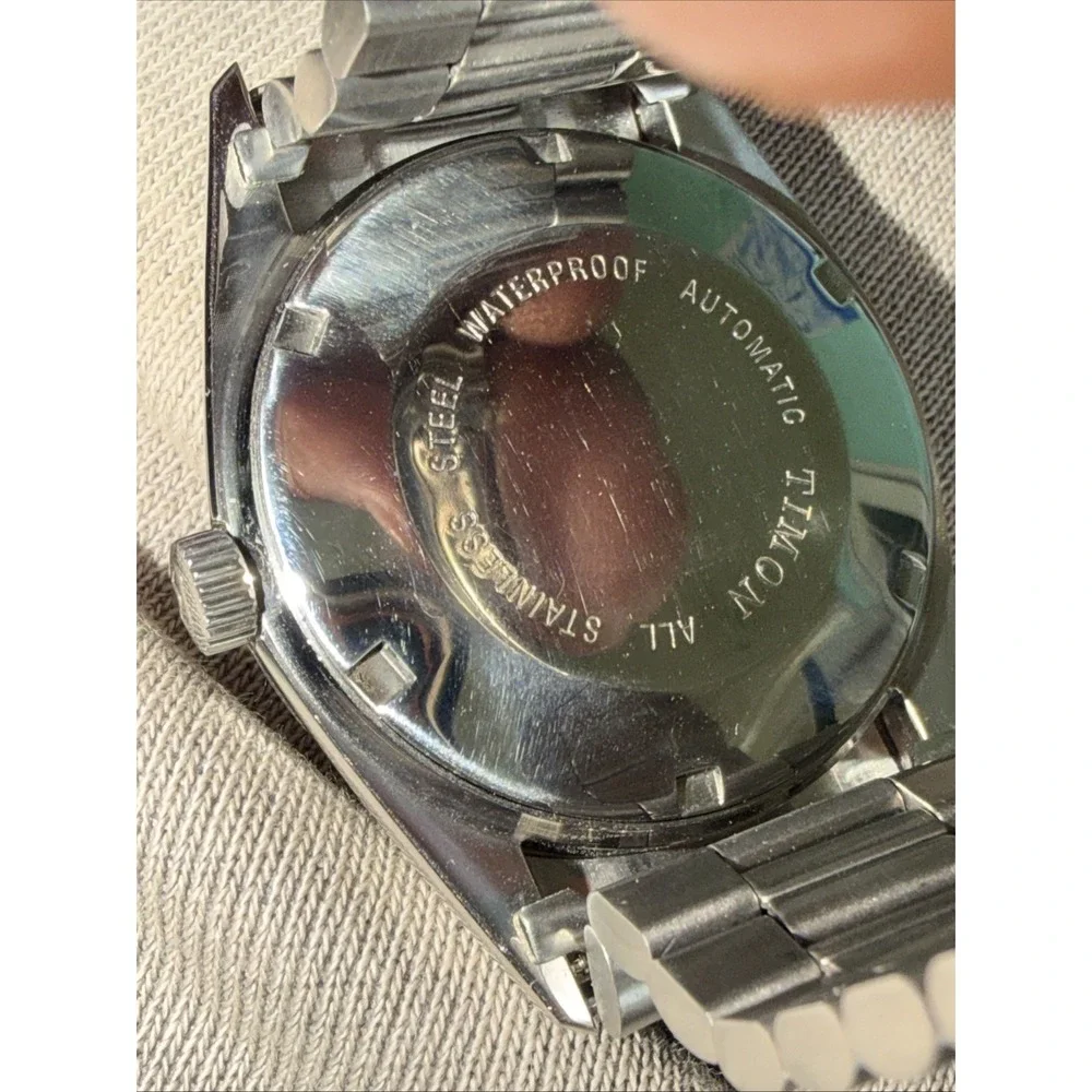 36mm Timon Int 7522/4 Automatic Watch 17 Jewels Date White Dial Presid Bracelet - Picture 7 of 11